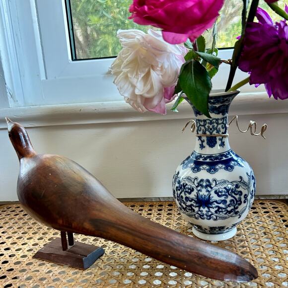 Vintage Mid Century Modern Carved Wooden Bird Sculpture MCM 11" Long - Picture 10 of 15